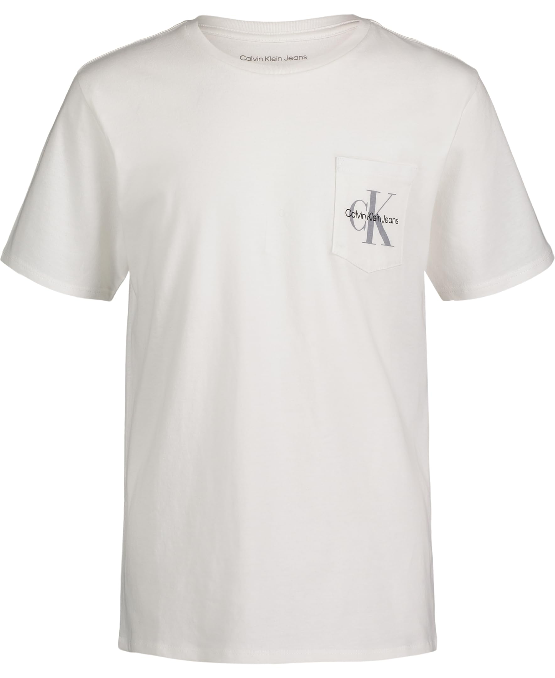 Calvin Klein Boys' Short Sleeve Pocket Logo Crew Neck T-Shirt, Soft, Comfortable, Relaxed Fit